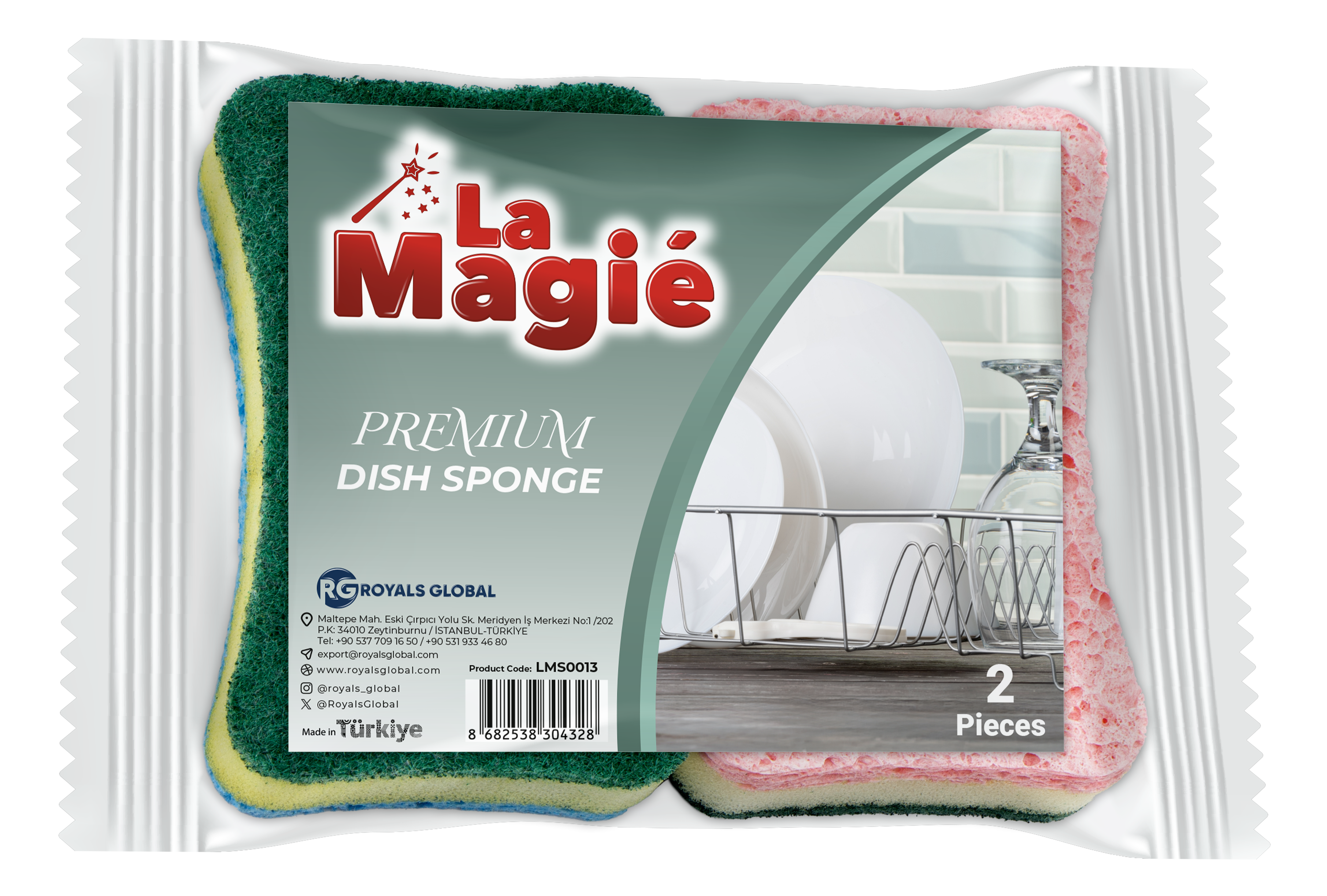 LA MAGIE PREMIUM COMFY CELLULOSIC DISH SPONGE 2 PCS
